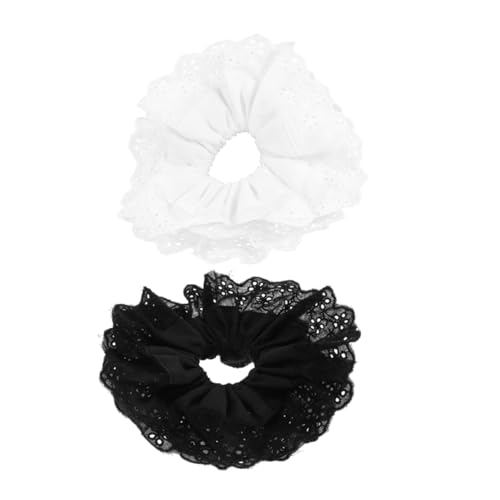 NIYANGLE 2stücke Große Doppellagige Scrunchies Aus Spitze Haarschmuck Für Damen Und Mädchen in Schwarz Und Weiß Für Verschiedene Anlässe Und Outfits von NIYANGLE