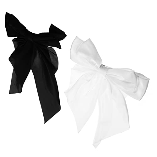 NIYANGLE 2stücke Große Haarschleifen Clips Satin Für Damen Haarspangen Mit Langem Schwänzchen Für Hochzeiten Partys Und Alltag Für Haartypen von NIYANGLE