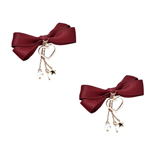 NIYANGLE 2stücke Haar Schleifen Haarklammern Für Mädchen Eleganter Haarschmuck Aus Satin Mit Fransen Und Sternen Für Geburtstagsfeiern Weihnachten Und Neujahr von NIYANGLE