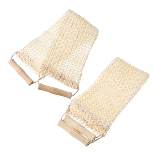 NIYANGLE 2stücke Peeling-handtücher Für Körper Aus Natürlichem Sisal Mit Holzgriff Badeschrubber Für Rücken Und Dusche Hautpflege-waschlappen Zum Peeling Und Massieren von NIYANGLE