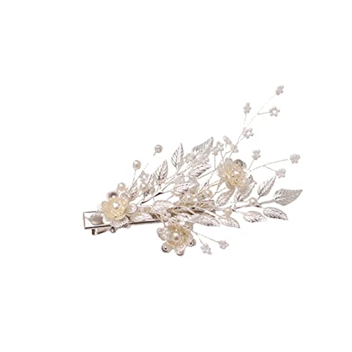 NIYANGLE 2stücke Perlen Haarspange Mit Blattperlen Haarnadeln Kopfschmuck Modisches Kopfstück Haarschmuck Für Frauen Damen Und Mädchen Silber von NIYANGLE