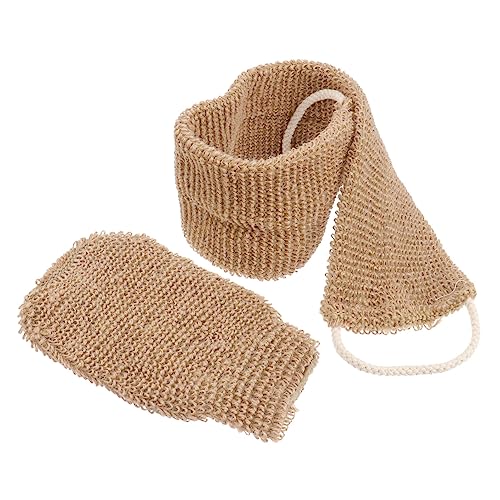 NIYANGLE 2stücke Rückenschrubber Aus Ramie Und Jute Mit Peeling-handschuh Für Exfoliating Körperpflege Für Bad Und Dusche Geeignet Für Damen Und Herren von NIYANGLE