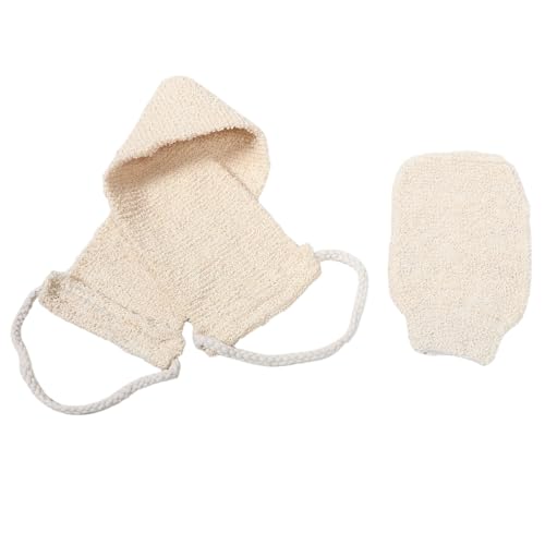 NIYANGLE 2stücke Rückenschrubber Und Duschhandschuhe Natürliche Peeling-handschuhe Für Männer Und Sanfte Körperreinigung Beige Für Zuhause Fitnessstudio Und Reisen von NIYANGLE