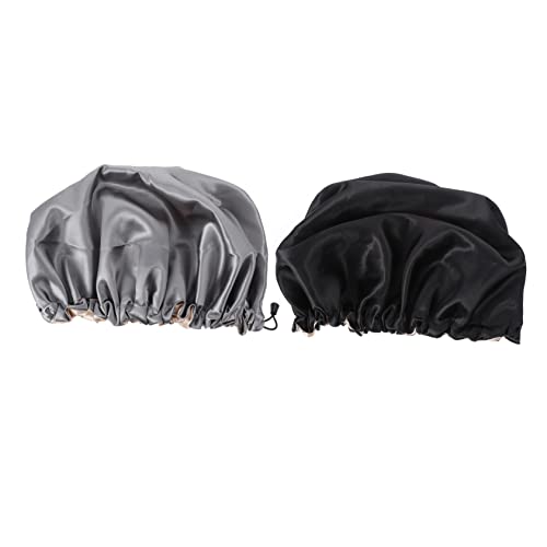 NIYANGLE 2stücke Satin Haube Für Frauen Verstellbare Schlafmütze Zum Schutz Der Haare Beim Duschen Und Make-up Für Nachtpflege Und Haarbehandlung von NIYANGLE