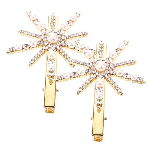 NIYANGLE 2 Stück Schneeflocken Haarklammern Mit Perlen Und Strass Für Frauen Weihnachts Haarschmuck Funkelnde Haarspangen Für Party Und Festliche Anlässe von NIYANGLE