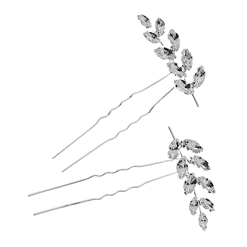NIYANGLE 2stücke U-förmige Strass-haarnadeln Für Frauen Haargabel-stifte Clip Einfache Haar-accessoires Für Braut Sorgfältig Verarbeitet Bequem Und Rutschfest Zu Tragen von NIYANGLE