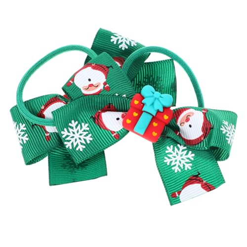 NIYANGLE 2stücke Weihnachtliche Haargummis Süße Schleifen-haarbänder Für Mädchen Elastische Haargummis Für Partys Und Feiern Farbenfrohe Haaraccessoires Mit Weihnachtsmotiven von NIYANGLE