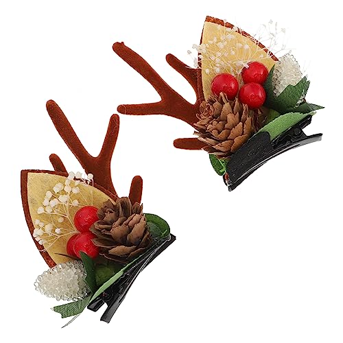 NIYANGLE 2stücke Niedliche Weihnachts-reindeer-haarspangen Für Junge Mädchen Für Festliche Anlässe Mit Glänzendem Antler-design Für Einen Bezaubernden Look von NIYANGLE