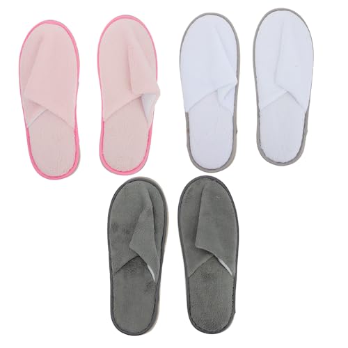 NIYANGLE 3 Paare Damen Hausschuhe Rutschfest Weich Fleece Pantoffeln Verschleißfest Leicht für Hotel Urlaub Spa Reise Geeignet von NIYANGLE
