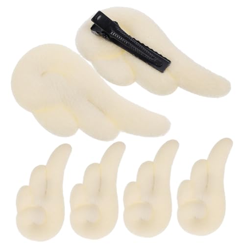 NIYANGLE 3 Paare Mädchen Haarnadeln mit Flügeln Cartoon Leder Haarspangen Klemmen Niedliche Haaraccessoires für Mädchen Weißer Design von NIYANGLE