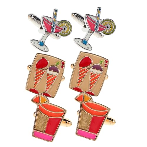 NIYANGLE 3 Paare Manschettenknöpfe Getränke Motive Modische Kleine Anstecknadeln für Damen und Herren Vielseitig für Formelle Anlässe Party und Freizeit Einzigartiges Design von NIYANGLE