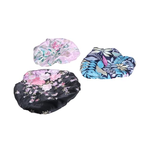NIYANGLE 3 Stück Duschhauben Damen Wasserdichte Badekappen mit Modischem Design für Geeignet für Schlafen Kochen und Spa für Lange Kurze und Lockige Haare von NIYANGLE