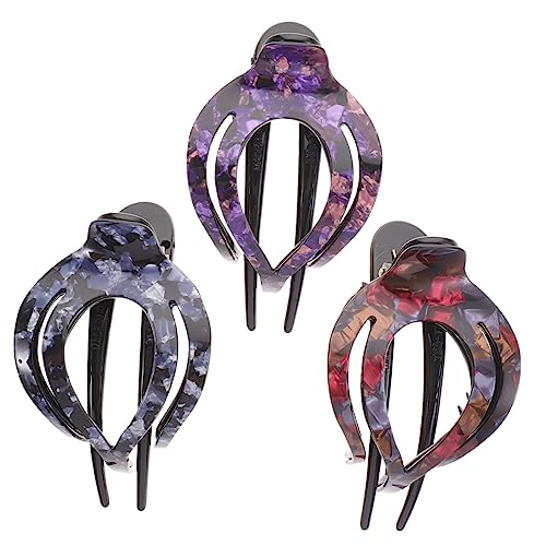NIYANGLE 3 Stück Entenschnabel Haarspangen Für Damen Langlebige Haarklammern Aus Kunststoff Für Dickes Und Dünnes Haar Modische Haarschmuck Accessoires in Grau Rot Und Violett Für von NIYANGLE