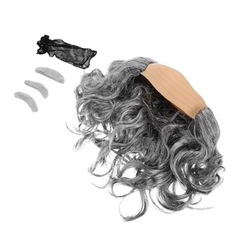 NIYANGLE 3stücke Teiliges Set Alte Männer Perücke Bald Cap Mit Augenbrauen Und Schnurrbart Für Halloween Und Kostümparty Lustige Verkleidung Mit Grauem Haarsatz Für Erwachsene von NIYANGLE