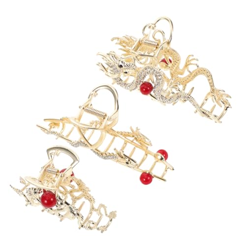 NIYANGLE 3 Stück Golden Dragon Diamond Haarnadel Drachenhaarklauenklammern Hair Clips for Women Haarklammern Mit Strasssteinen Haarspangen Mit Schmucksteinen Für Damen Strassklaue Metall von NIYANGLE