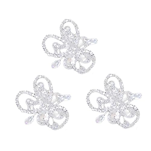 NIYANGLE 3stücke Haarschmuck Silber Hochzeit Damen-kopfschmuck Mit Kristallschleife Haarnadeln Zur Hochzeit Für Frauen Braut-kopfschmuck von NIYANGLE