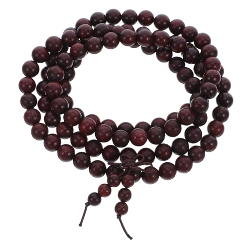 NIYANGLE 3 Stück Handgemachtes rotes Sandelholz Perlenarmband Gebetskette Stretch Armband für Meditation Buddhismus Männer Frauen von NIYANGLE