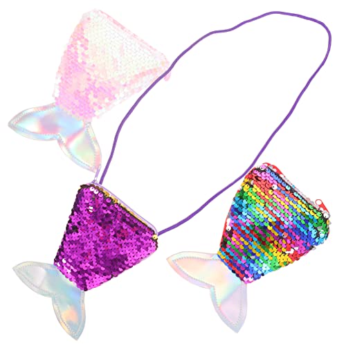 NIYANGLE 3stücke Meerjungfrauenschwanz-geldbörse Mit Pailletten Meerjungfrauenschwanz-Design-Tasche Für Mädchen Tägliche Umhängetasche Aus Hochwertigen Materialien Geeignet Für Einkaufen von NIYANGLE