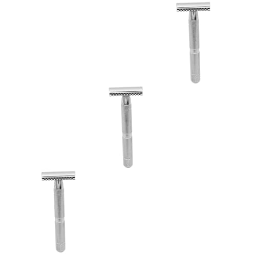 NIYANGLE 3 Stück Rasierer Rasierapparat Gesicht Männer Rasieren Rasur Doppelt Silver von NIYANGLE