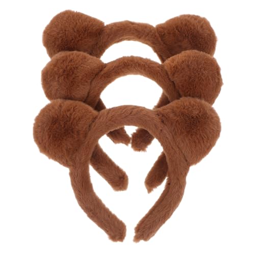 NIYANGLE 3stücke Bären Stirnband Mit Ohren Aus Plüsch Für Erwachsene Cosplay-kostüm-accessoire Braune Haarreif Für Partys Und Urlaubspartys von NIYANGLE