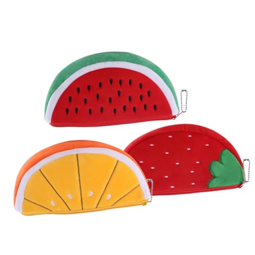 NIYANGLE 3stücke Multifunktionale Cartoon Obst-münzbeutel Für Damen Kompakte Und Tragbare Geldbörse Wassermelonen Erdbeer-Design Für Münzen Und Kosmetik von NIYANGLE