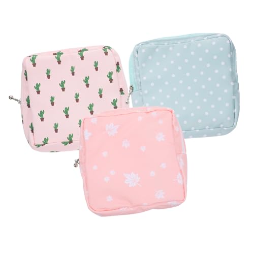 NIYANGLE 3 Stück Teiliges Aufbewahrungstasche Tampon und Damenbinden Organizer für Menstruationsprodukte Tragbar mit Praktischem Reißverschluss Unterwegs mit Kaktus von NIYANGLE
