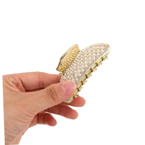 NIYANGLE 3 Stück Teiliges Goldene Haarklammern mit Strass und Perlen Große Kunststoff-haarspangen mit Starker Fixierung für Dickes Haar Modische Styling-accessoires für Damen und Mädchen von NIYANGLE