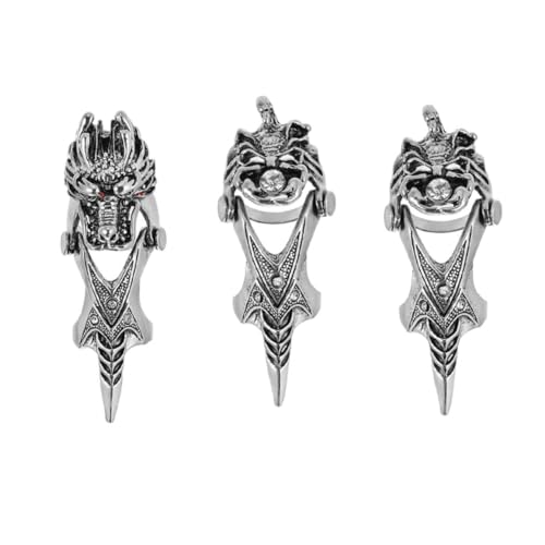 NIYANGLE 3 Stück Teiliges Herren finger gelenkring Übertriebenem Drachendesign Vintage punk stil Auffällige Statement ringe für Streetwear und Nachtclub Modisch und Robust von NIYANGLE