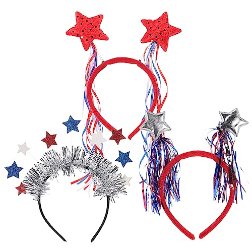 NIYANGLE 3 Stück Teiliges Independence Day Stirnband mit Patriotischen Sternen Robustes Einheitsgroßes Haarband für Feierlichkeiten und Party Accessoires von NIYANGLE