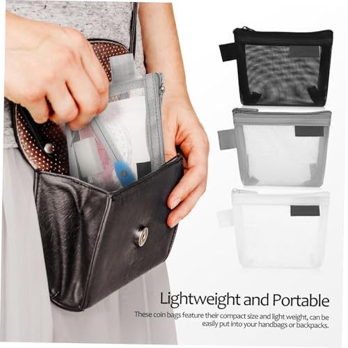 NIYANGLE 3 Stück Teiliges Kleine Münzgeldbörsen aus Mesh mit Reißverschluss Kompakte Organizer für Kosmetik Münzen und Stifte Durchsichtige Multifunktionale Aufbewahrungstaschen in von NIYANGLE