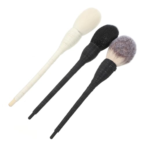 NIYANGLE 3 Stück Teiliges Makeup Pinselset Rattan Weiche Puderpinsel für Männer für Auftragen Lidschatten von NIYANGLE