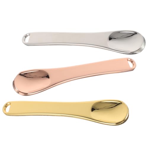NIYANGLE 3 Stück Teiliges Mini Metall Kosmetikspatel Gesicht Creme Löffel Beauty Applikator Gold Silber Roségold für Präzises Auftragen von Augen Gesichtscreme mit Praktischem von NIYANGLE