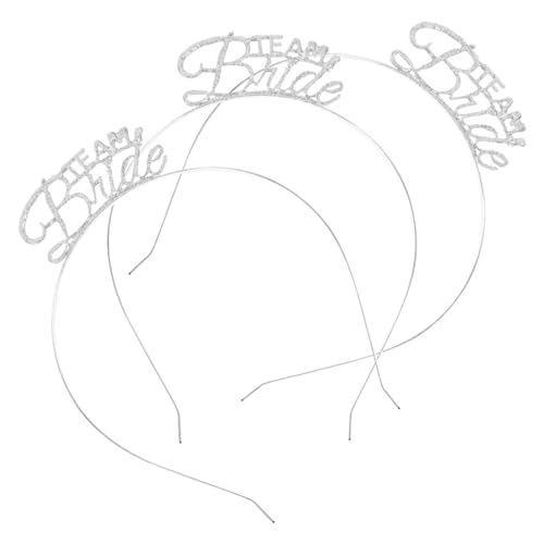 NIYANGLE 3 Stück Teiliges Silberner Haarschmuck für Junggesellinnenabschied Metall Haarreifen für Damen für Partys und Fotoshootings Rutschfest und Langlebig von NIYANGLE