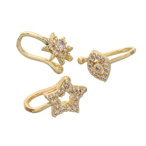 NIYANGLE 3 Stück Teiliges Stern Nasenringe U Förmig Kupfer Modisch Nicht Durchbohrt Leicht und Haltbar Vielseitiger Schmuck für Damen und Herren Geeignet für Alltag und Besondere Anlässe von NIYANGLE