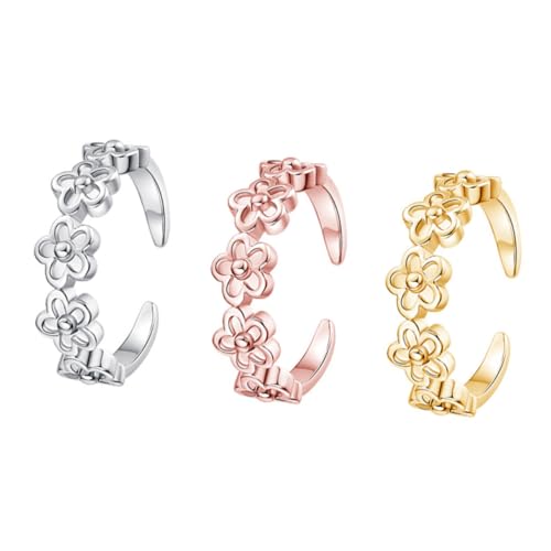 NIYANGLE 3 Stück Teiliges Verstellbares Zehenring Kupfer Weiß Gold und Roségold Modischer Fuß und Knöchelring für Damen Vielseitiger Schmuck für Alltag Party und Besondere Anlässe von NIYANGLE