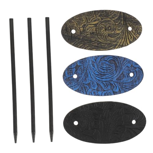 NIYANGLE 3 Stück Teiliges Vintage Oval Pu-leder Haarnadeln für Damen Stabiles Design für Dutt Chignon und Hochsteckfrisuren Sichere und Komfortable Haarschmuck Vielseitig Einsetzbar von NIYANGLE