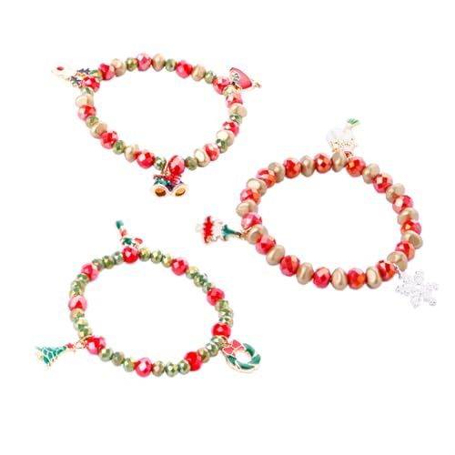 NIYANGLE 3 Stück Weihnachtsarmbänder Teiliges Metallarmbänder mit Schneemann und Zuckerstangen Anhängern Festliche Schmuckkette für Damen zu Weihnachten und Feiertagen von NIYANGLE