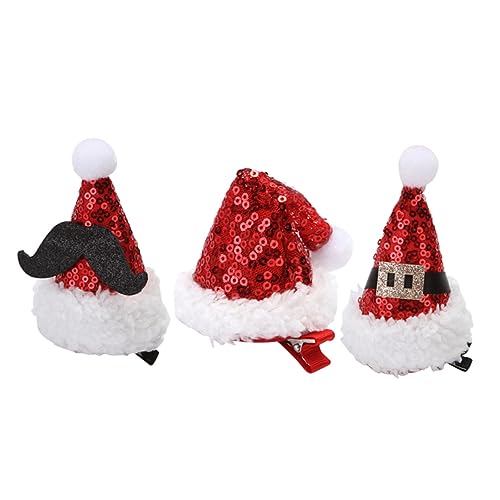 NIYANGLE 3 Stück Weihnachtsmütze Haarspangen Teiliges mit Pailletten Metall Alligatorclips Rutschfest Rote Party Haarschmuck für Mädchen und Erwachsene Festliche Weihnachts Accessoires von NIYANGLE
