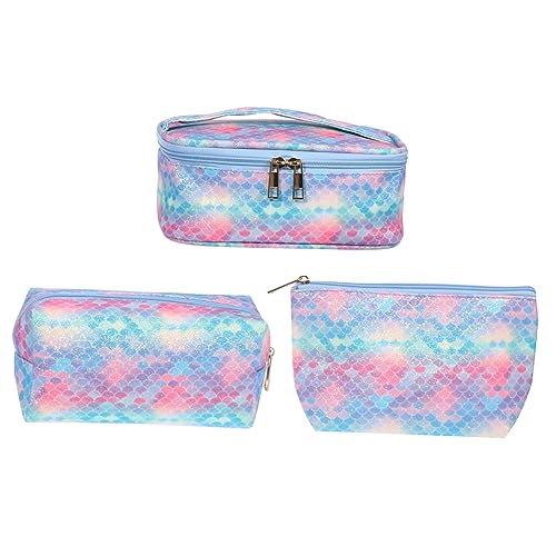 NIYANGLE 3stücke Reise-Kosmetiktasche Aus Pu Kreatives Design Für Toilettenartikel Und Make-up-Organizer Mit Fischgrätenmuster von NIYANGLE