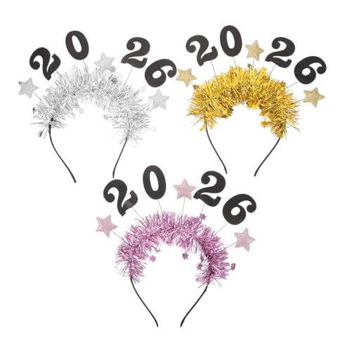 NIYANGLE 3stücke Neujahrskrone Aus Sternen Dekorativen Stirnbändern Für Frauen Und Mädchen Leicht Und Flexibel Für Silvesterpartys Und Feiertagsdekoration von NIYANGLE