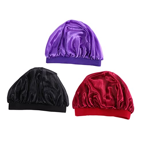 NIYANGLE 3stücke Schlafmütze Elastisch Für Junge Mädchen Praktische Haarpflegemütze Atmungsaktiv Für Dusche Und Schlafen Leicht Sicher Und Bequem Mit Schlichtem Design von NIYANGLE