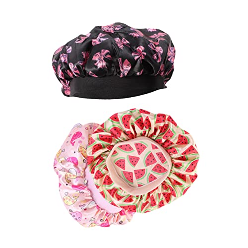 NIYANGLE 3stücke Satin-schlafmütze Elastische Schlafmütze Für Junge Mädchen Praktisch Hochwertiges Material Verarbeitet Vielseitig Einsetzbar Als Haarpflegemütze Und Junge von NIYANGLE