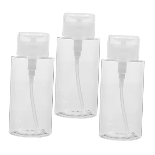 NIYANGLE 3stücke Teiliges Push-down Pump Dispenser Flaschen Für Nagellackentferner Transparente Pet Flaschen Mit Rundkopf-pumpe Für Make-up Entferner Und von NIYANGLE