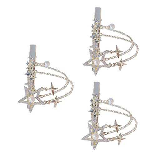 NIYANGLE 3stücke Teiliges Sternen-haarspangen Mit Fransen Und Strass Eleganter Haarschmuck Für Mädchen Vielseitig Einsetzbar Für Besondere Anlässe Oder Alltag von NIYANGLE