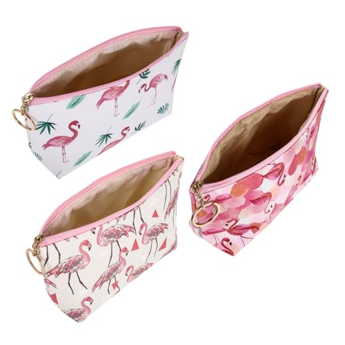 NIYANGLE 3stücke Teiliges Tragbare Flamingo-Muster Kosmetiktaschen Wasserdichtes Reise-Organizer Damen Zum Aufbewahren Von Make-up Und Toilettenartikeln von NIYANGLE