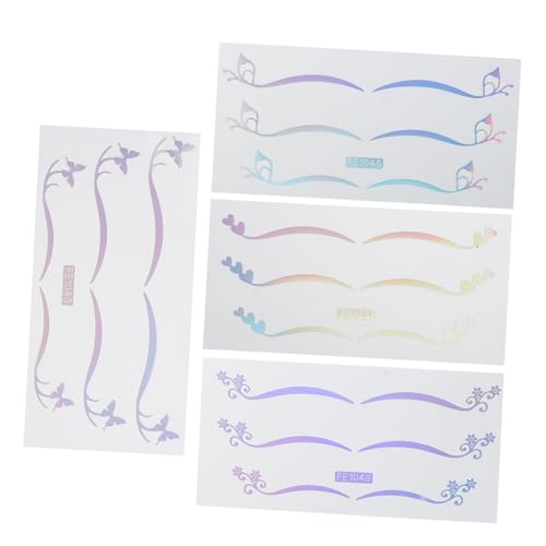 NIYANGLE 4blatt Holographische Doppelaugenlid-aufkleber Für Frauen Silberne Glitzer-schmetterlings Und Stern-eyeliner-sticker Für Halloween-make-up Temporäre Augen-make-up-dekoration von NIYANGLE