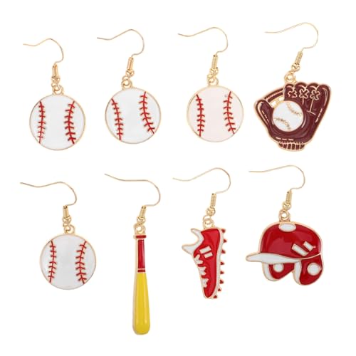 NIYANGLE 4paar Baseball-ohrringe Für Frauen Verspieltes Design Mit Baseballschläger Und Kappe Leicht Und Praktisch Für Sportfans Und Anlässe Haltbarer Schmuck von NIYANGLE