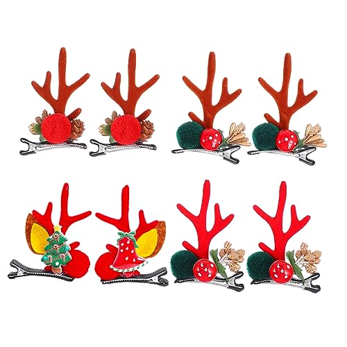 NIYANGLE 4 Paare Hirschgeweih Haarspangen Weihnachts Haarschmuck Set Bunte Elk Antlers Clips für Mädchen Langlebige und Sichere Festtagsaccessoires Vielseitig für Haare Kleidung Taschen von NIYANGLE