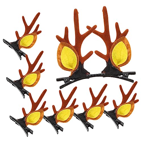 NIYANGLE 4 Paare Weihnachts Haarclips für Rentier Geweih Haarklammern Bequeme und Leichte Bobby Pins für Weihnachtsfeiern für Kleine Mädchen und Festliche Anlässe von NIYANGLE