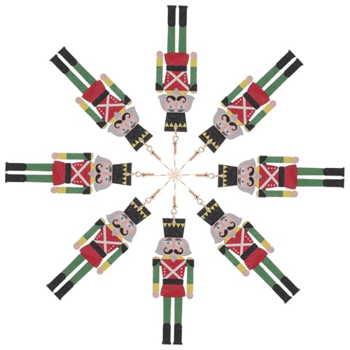 NIYANGLE 4paare Ohrstecker Für Damen Und Mädchen Weihnachts-tropfenohrringe Aus Holz Kreative Weihnachtsohrringe Festlicher Ohrschmuck Für Feiertage von NIYANGLE